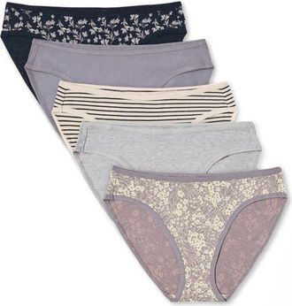 Pact Everyday Classic Fit Bikini 5-Pack in Lavender Petals at Nordstrom, Size Small