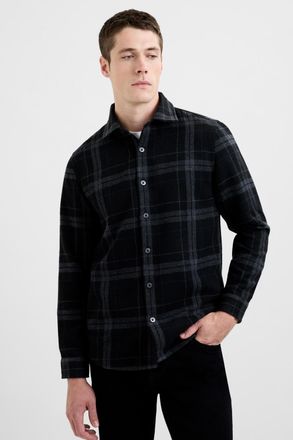 French Connection Mens Black Check Long Sleeve Button-Up Twill Shirt - Size X-Large