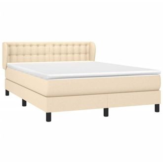 vidaXL Cama Box Spring Con Colch&oacute;n Tela Color Crema 140x190 Cm Vidaxl