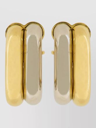 Paco Rabanne large link hoop earrings two tone