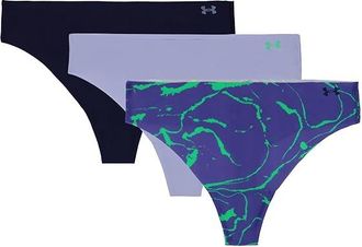 Under Armour Seamless Thong - 3 PK Printed Womens Underwear Celeste : XS, Elastane/Polyamide