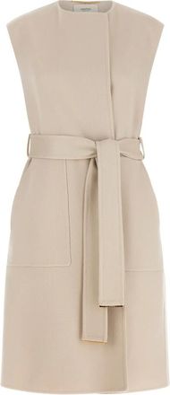 Agnona Cashmere Double Face Long Belted Vest - Dames - Bodywarmers - Beige - S - Kasjmier - Jassen