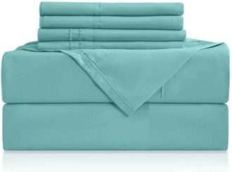 OEM Juego De S&aacute;banas De Lujo De 4 Piezas Con Bolsillos Profundos En Microfibra Ultrasuave, Color Verde Azulado