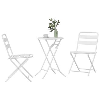 Berkfield Home White 3 Piece Folding Bistro Set White Steel