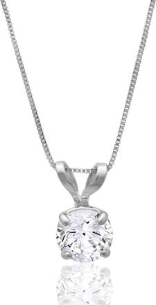 MAX + STONE 14k Yellow or White Gold Round Cubic Zirconia Pendant Necklace 5mm to 10mm