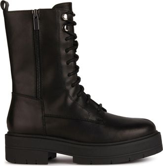 Geox Black Spherica EC7 Lace-Up Rugged Sole Leather Ankle Boots