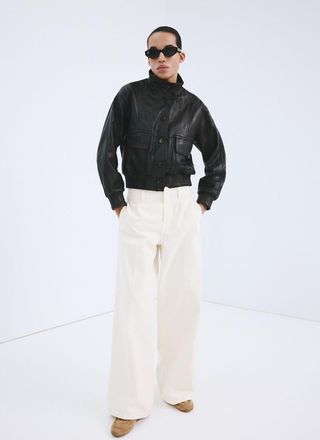 Mango Jeans wide leg vita media bianco sporco - Donna - 36 - MANGO