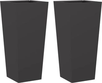 vidaXL Garden Planters Black 2 pcs 35x35x75 cm Steel Vidaxl
