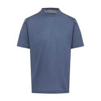Canali T-Shirts, male, Blue, Size: 2XL Cotton T-Shirt