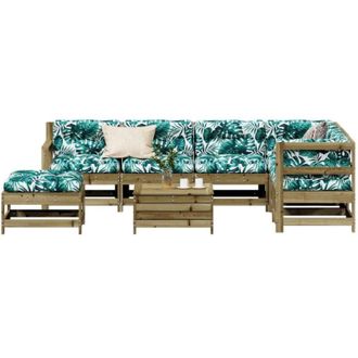 vidaXL Juego De Muebles Jard&iacute;n 8 Pzas Y Cojines Madera Pino Impregnada Vidaxl