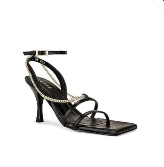 Alohas Womens Straps Chain Heels In Black