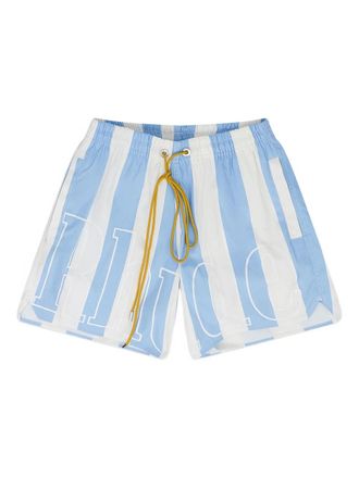 Rhude logo striped swim trunks - men - Fabric - S - Blue