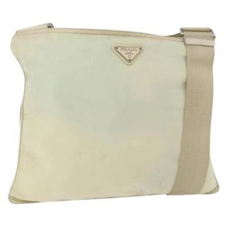 Prada Pre-owned Vintage Nylon Schoudertas - Dames - Pre-owned - Beige - Maat: ONE Size Nylon