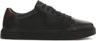 Kazar Zwarte sneakers met bruine inzet - Heren - Sneakers - Zwart - 43 EU - Leer - Schoenen