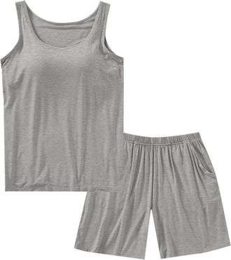 Generic Womens Pyjama Sets Pyjamas Shorts Short Summer 2 Pack Pjs Pajamas Cami Pajama Ladies Uk Sleeveless Plus Size Sleep Essentials Built In Bra Lightweight