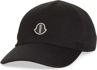 Moncler x Rick Owens Logo Patch Baseball Cap in Black at Nordstrom