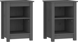 vidaXL Vidaxl - Mesitas de noche 2 uds madera maciza de pino gris 40x35x55 cm