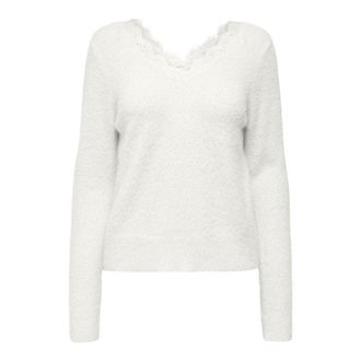 Only Trui in donzig tricot, V-hals in kant