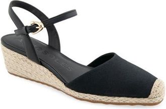 Aerosoles Real Wedge Sandal in Black Canvas at Nordstrom, Size 7.5