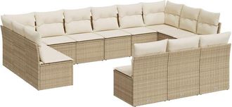 vidaXL Set Sof&aacute;s De Jard&iacute;n Con Cojines 13 Pzas Rat&aacute;n Sint&eacute;tico Beige Vidaxl