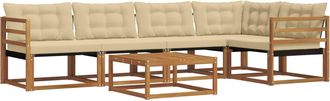 vidaXL Conjunto De Sof&aacute;s De Exterior 6 Uds. Natural Y Beige Vidaxl