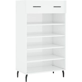 vidaXL Shoe Cabinet High Gloss White 60x35x105 cm Engineered Wood vidaXL