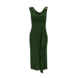 Max Mara Party Dresses, female, Green, Size: M Viscose Jersey Midi Dress