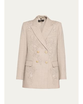 Kobi Halperin Violet Floral-Embroidered Wool Jacket