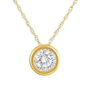 Pompeii3 90Ct Diamond Bezel Pendant Solitaire Necklace 14k Yellow Gold Lab Grown