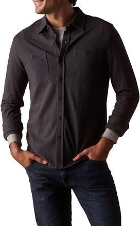 The Normal Brand Lennox Cotton Jersey Button-Up Shirt in Heather Charcoal at Nordstrom, Size X-Large