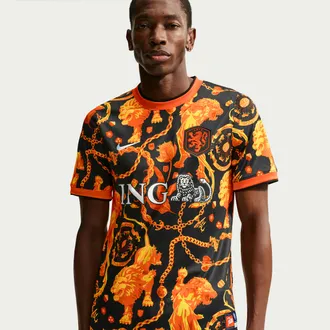 Nike Mens Netherlands x Patta Academy Pro Short-Sleeve Soccer Top in Black | IH1678-010