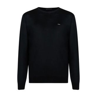 Prada Round-neck Knitwear, male, Black, Size: XL Superfine Wool Crew-neck Sweater