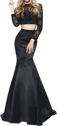 Sherri Hill Two-Piece Satin Prom Dress In Black