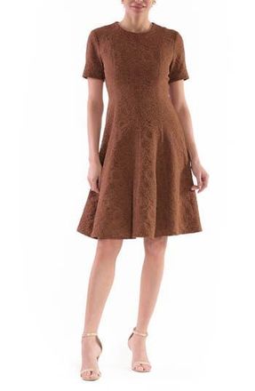 Julia Jordan Floral Jacquard Fit & Flare Dress in Cocoa at Nordstrom Rack, Size 10