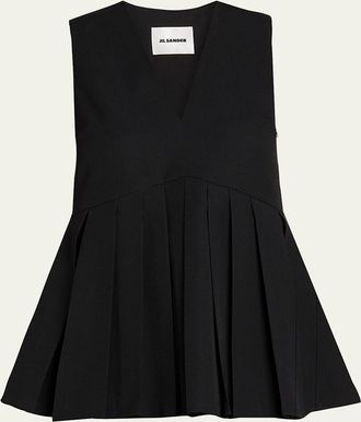 Jil Sander Sleeveless Pleated Peplum Top