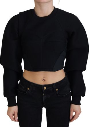 Alberta Ferretti Black Cropped Zipper Back Sweatshirt Womens Sweater (Pre-Owned)