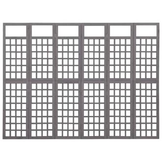 Berkfield Home 6-Panel Room Divider/Trellis Solid Fir Wood Grey 242.5x180 cm