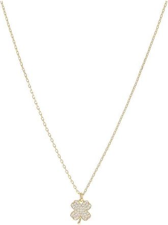 Kate Spade New York Pave Clover Pendant Womens Necklace Clear/Gold, Brass/Cubic Zirconia