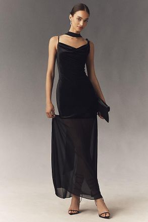 Mare Mare Velvet Scarf-Neck Maxi Dress