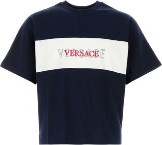 Versace Navy Blue Logo T-Shirts