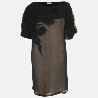 Dries Van Noten Black Tulle Shirt Dress