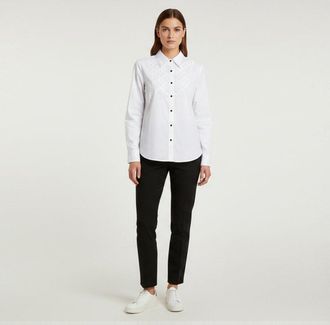 Marina Rinaldi White Stretch Cotton Long Sleeve Shirt