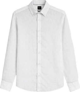 HUGO BOSS H-Liam Shirt - Heren - Zakelijke Overhemden - Wit - S - Linnen - Overhemden