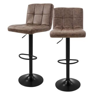 ML Design Ml-design - Set 2x Taburetes De Bar De Piel Sint&eacute;tica Marr&oacute;n Sillas De Mostrador Giratorias 360&deg; Tapizadas Con Altura Regulable 63-83cm Asiento De Bis