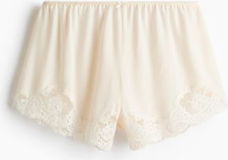 H&M Schlafshorts mit Spitze - Cremefarben