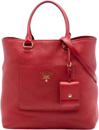 Prada Pre-owned Vintage Satchel - Dames - Vintage Shopper - Rood - ONE Size - Leer - Vintage