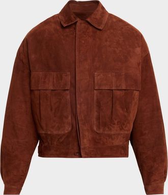 Balmain Men & apos;s Lamb Suede Shirt Jacket