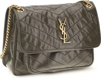 Saint Laurent Womens Niki Shoulder Bag Light Musk Calf Leather Bos Taurus