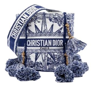 Dior Pre-owned Embroidered Canvas Bucket Bag - Dames - Pre-owned - Blauw - Maat: ONE Size