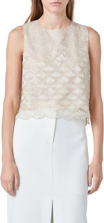 endless rose Sequin Sleeveless Top in Champagne at Nordstrom, Size Large